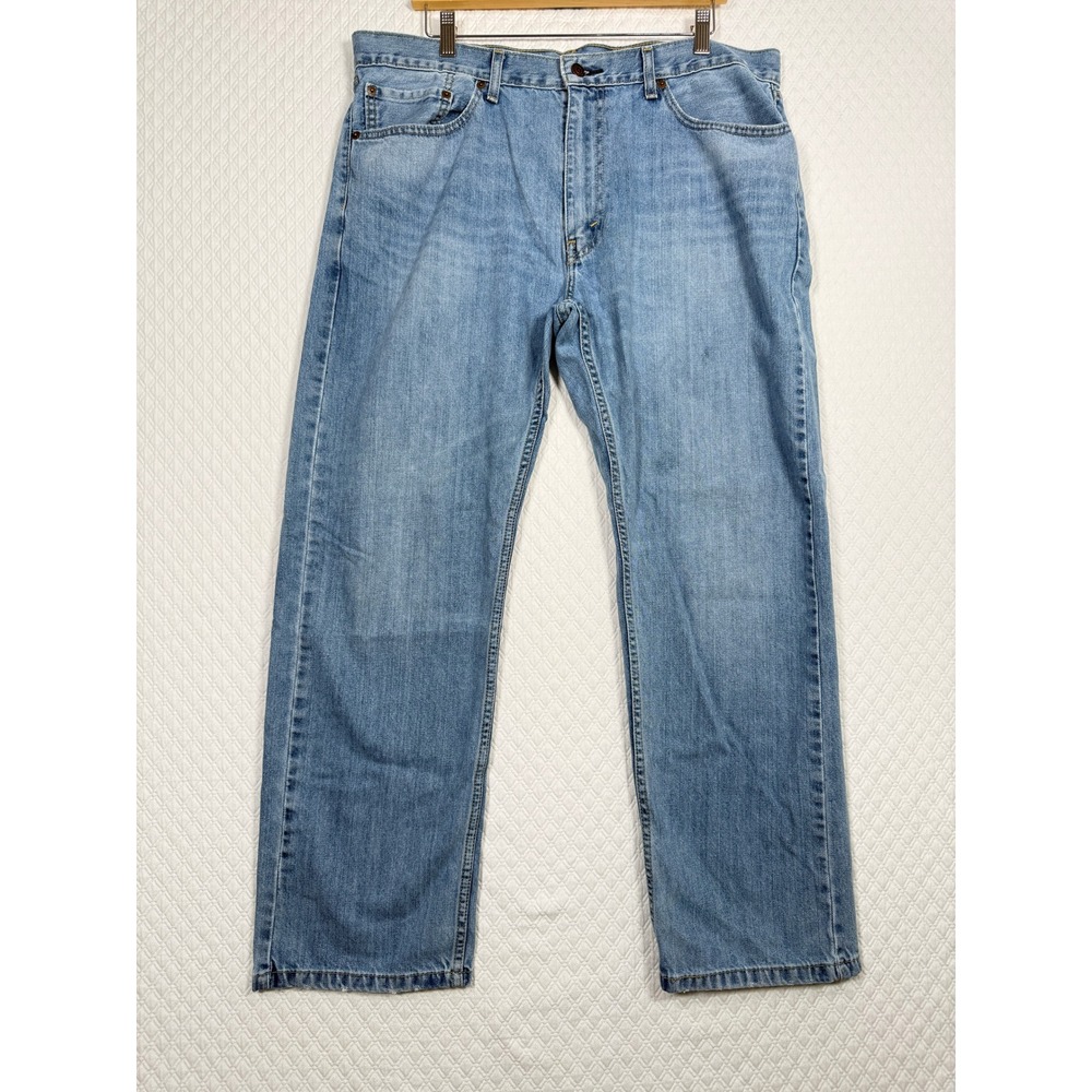 Levis 505 Regular Fit Mens Light Wash Blue Straight Leg Denim Jeans Fits 38x29.5